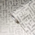 As Creation|Modern wallpaper with a white and metallic gray labyrinth design|Wallpaper