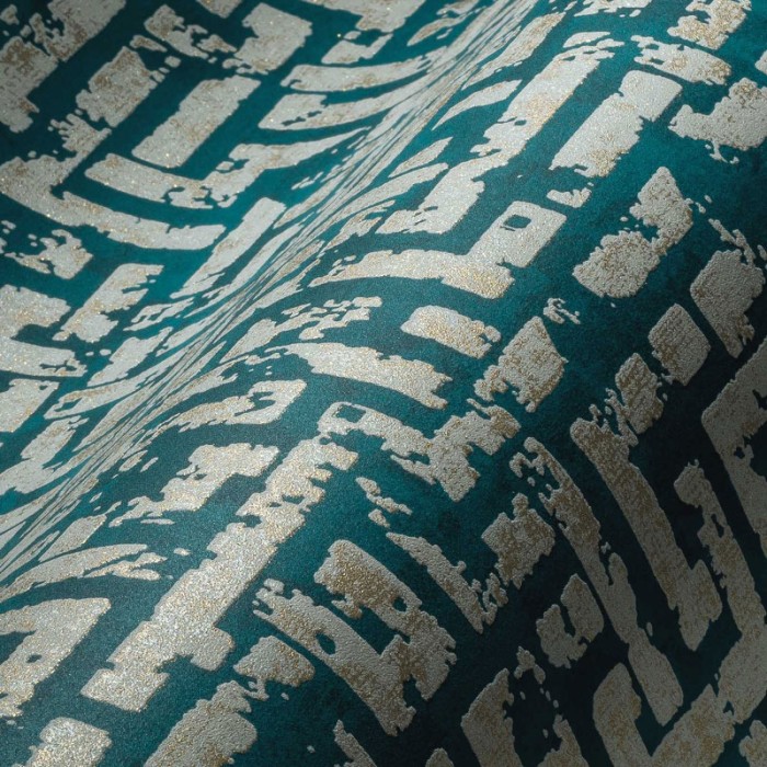 As Creation|Papier Peint labyrinthe ethnique en relief vert et beige|Papier Peint