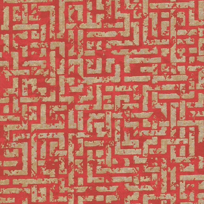 As Creation|Papel Pintado laberinto rojo y dorado metalizado|Papel Pintado