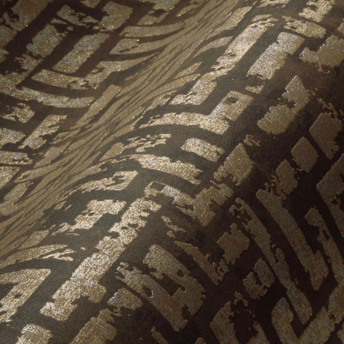 As Creation|Tapete im ethnischen Stil in Braun und metallischem Gold|Tapeten