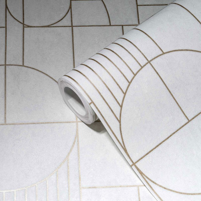 As Creation|Papier Peint moderne style Art déco blanc et doré|Papier Peint