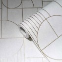 As Creation|Papel Pintado moderno estilo Art Deco blanco y dorado|Papel Pintado