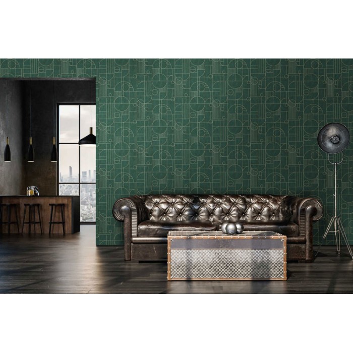 As Creation|Wallpaper art deco style green with gold patterns|Wallpaper