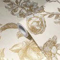 As Creation|Papier Peint floral vintage avec des roses en doré|Papier Peint