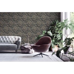 Pip Studio|Weiße Tapete mit goldenen Blumenornamenten|Damast 2