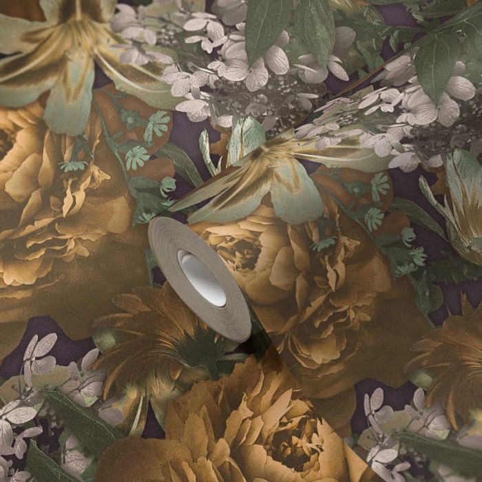 As Creation|Wallpaper yellow roses and tulips|Vintage Flowers