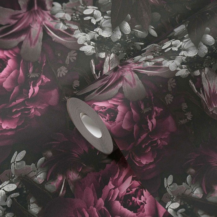 As Creation|Wallpaper with large floral print, roses and tulips|Vintage Flowers
