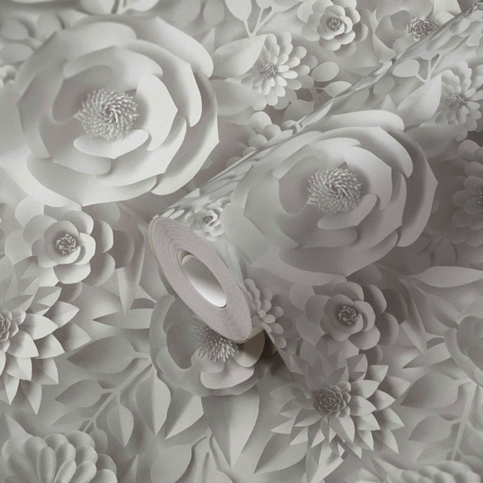 Papel Pintado floral blanco efecto 3D - As Creation Pintwalls 387181