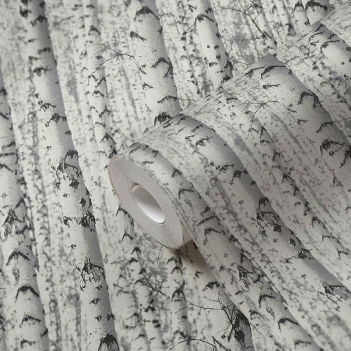 As Creation|Papel Pintado bosque de abedules blanco y negro|Papel Pintado