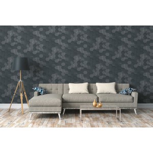 Casadeco|Green geometric wallpaper with bright blue graphic lines|Wallpaper 2