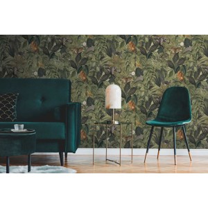 As Creation|Papier Peint perroquets et plantes tropicales avec fond beige|Tropical 2