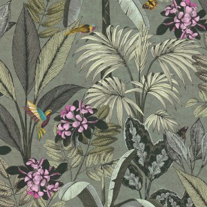 As Creation|Papier Peint perroquets et plantes tropicales avec fond beige|Tropical
