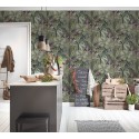 As Creation|Wallpaper jungle with tropical plants and birds|Tropical
