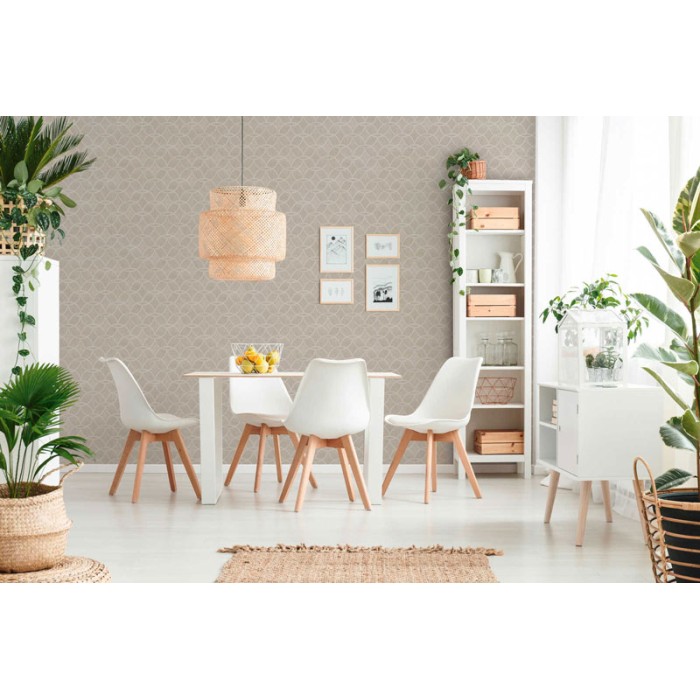 Architects Paper|Tapete mit ineinandergreifenden Kreisen in Beige und Weiß glänzend|Tapeten