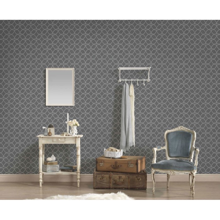 Papel pintado moderno de círculos gris efecto brillo - Architects Paper Villa 375645