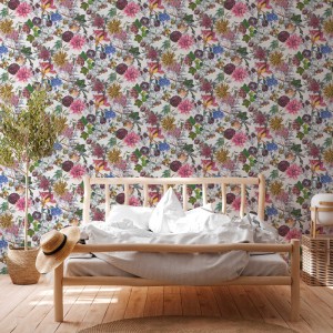 Papeldecor|Papier Peint fleurs exotiques vert violet|Papier Peint 2