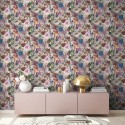 Papeldecor|Tapete beige mit buntem Blumenmuster|Tapeten