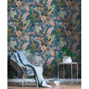 As Creation|Papier Peint perroquets et plantes tropicales avec fond beige|Tropical 2
