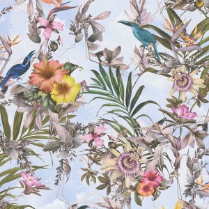 Borastapeter|Papier peint floral Dagmar bleu froid beige bleu sarcelle|Romantique