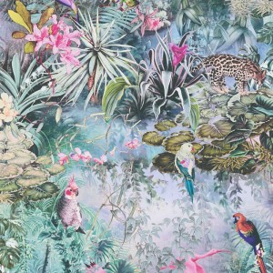 Grandeco|Papier peint feuilles de palmier couleur turquoise tropical|Tropical
