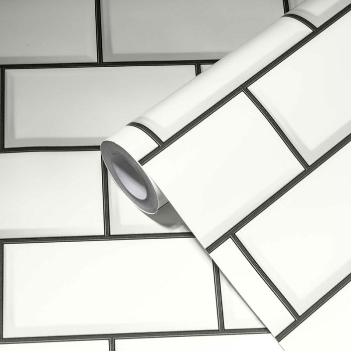 Papeldecor|Wallpaper black and white bathroom tiles|Wallpaper