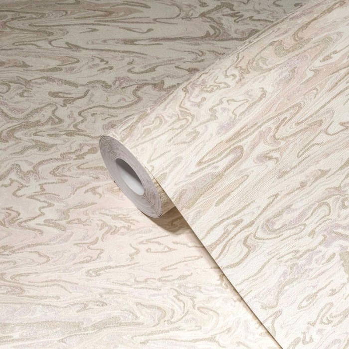 Papeldecor|Tapete rosa-quarz-cremefarben|Marmorimitat