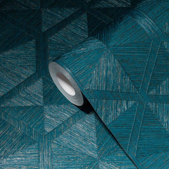 Papeldecor|Papier Peint métallisé bleu géométrie|Papier Peint