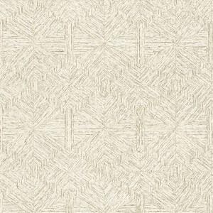 Casamance|Papel pintado floral hojas beige efecto paja texturizado|Étnico