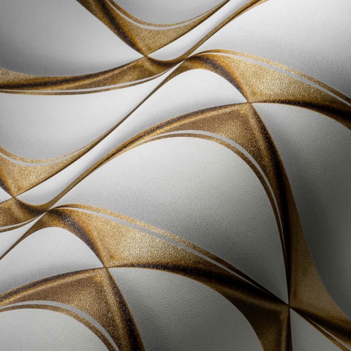 Papeldecor|Tapete Retro-Design in Grau und Gold|Tapeten