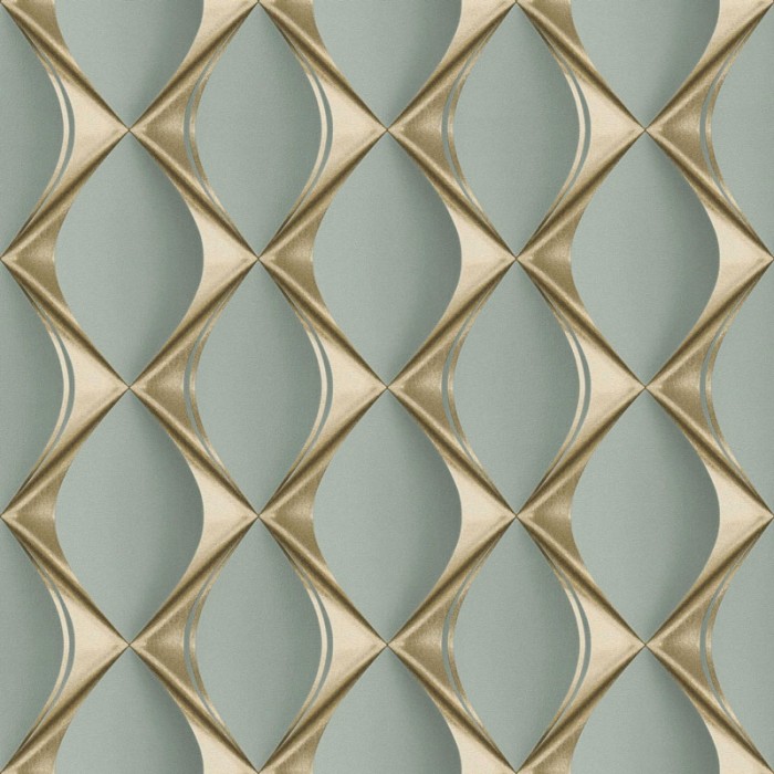 Papeldecor|Papel Pintado 3D verde dorado brillo|Papel Pintado