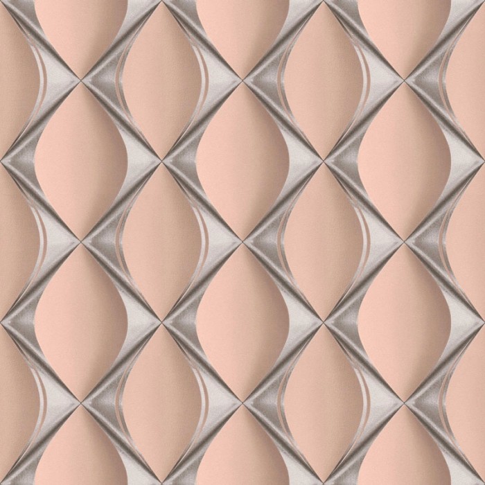 Papeldecor|Papel Pintado rombos retro rosa plata|Papel Pintado