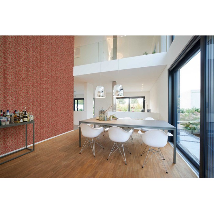 Papel Pintado laberinto rojo dorado -  222-3340