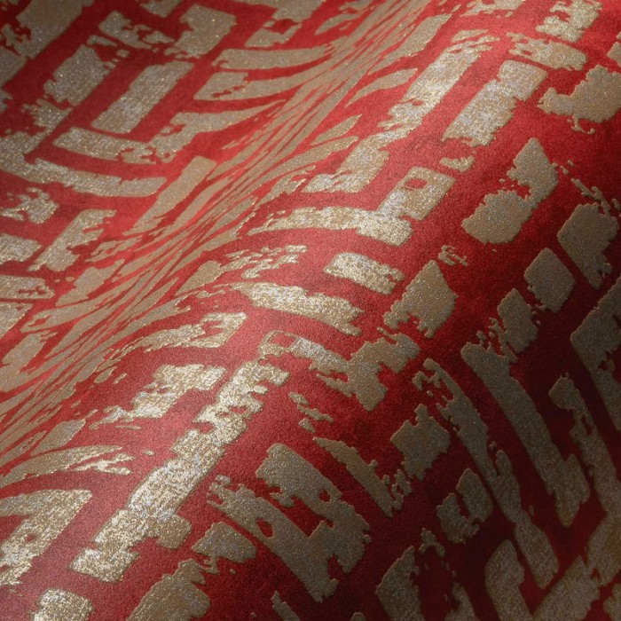 Papeldecor|Papier Peint labyrinthe rouge doré|Papier Peint