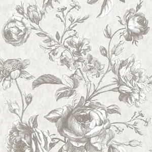 Architects Paper|Papel pintado floral estilo ingles flores grises y beige|Papel Pintado
