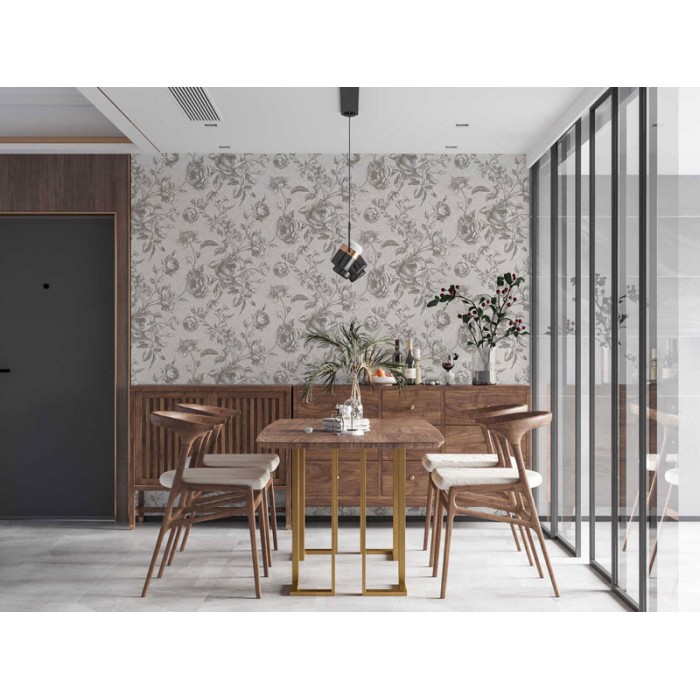 Papeldecor|Tapete Vintage Rosen in Weiß und Grau|Tapeten