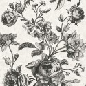 Papeldecor|Tapete Vintage-Blumen Weiß Schwarz|Tapeten