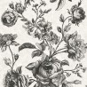 Papeldecor|Tapete Vintage-Blumen Weiß Schwarz|Tapeten