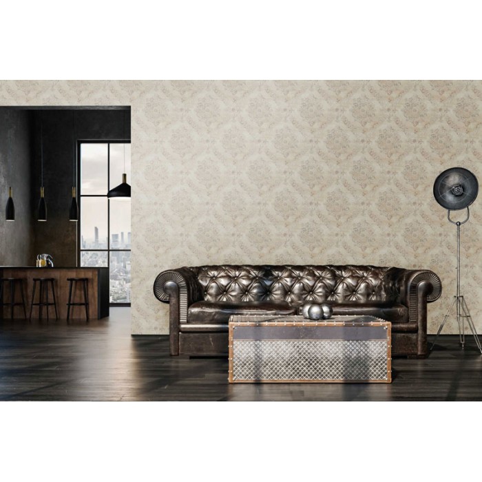Papeldecor|Papier Peint damas beige doré|Papier Peint