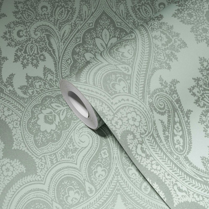 Papeldecor|Papier Peint damas vert ornemental|Papier Peint