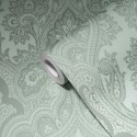 Papeldecor|Papier Peint damas vert ornemental|Papier Peint