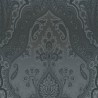 Papeldecor|Tapete schwarzes Damast glänzend silber|Tapeten