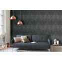 Papeldecor|Tapete schwarzes Damast glänzend silber|Tapeten