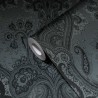 Papeldecor|Tapete schwarzes Damast glänzend silber|Tapeten