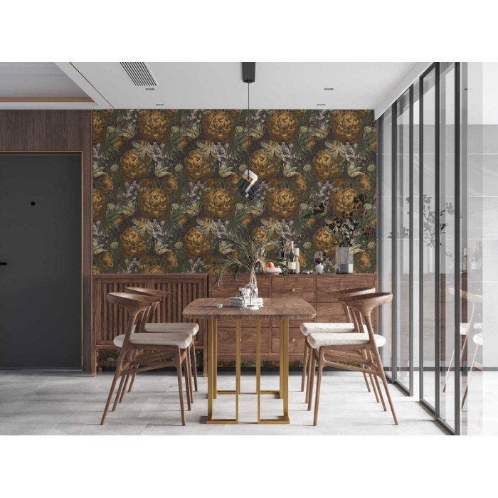 Papeldecor|Tapete gelbe Rosen und Tulpen|Tapeten