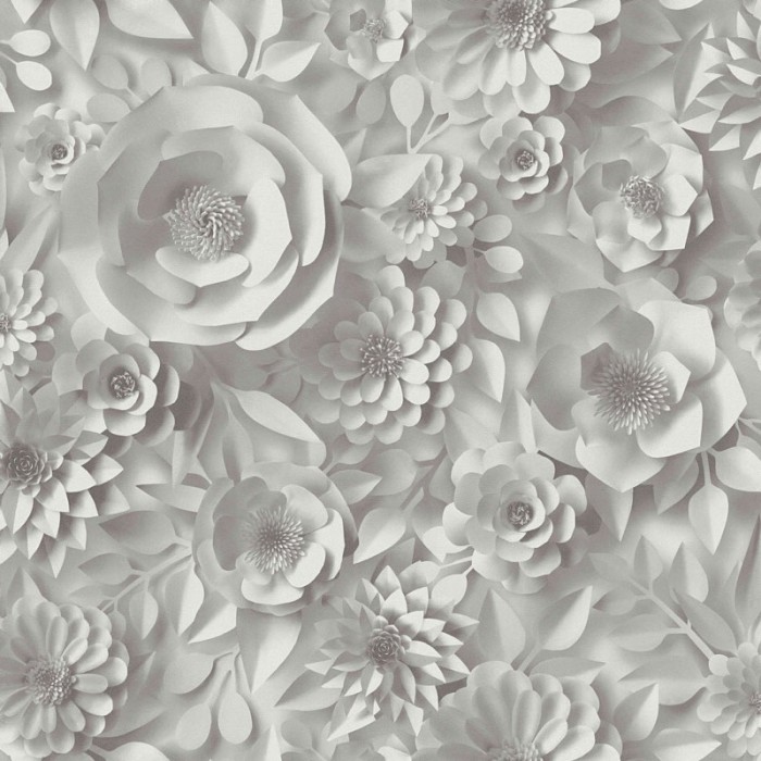 Papeldecor|Papel Pintado flores blancas 3D|Papel Pintado