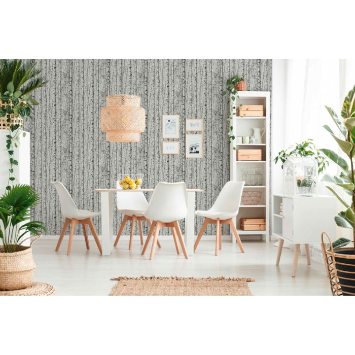 Papeldecor|Papel Pintado bosque abedules blanco negro|Papel Pintado