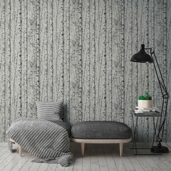 Papeldecor|Papier Peint forêt de bouleaux blanc noir|Papier Peint