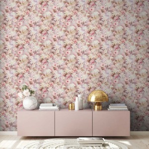 Versace|Papier peint baroque cercles floraux or et noir|Papier Peint 2