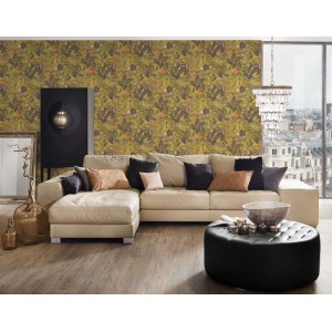 Rasch|Papel pintado hojas tropicales amarillo y verde|Tropical 2