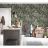 Papeldecor|Wallpaper jungle with green birds|Wallpaper
